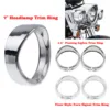 Motorcycle Chrome 7''Headlight Trim Ring+4.5'' Fog Light Cover +Visor Style Turn Signal Trim Ring For Harley Touring FLH Softail ► Photo 2/6