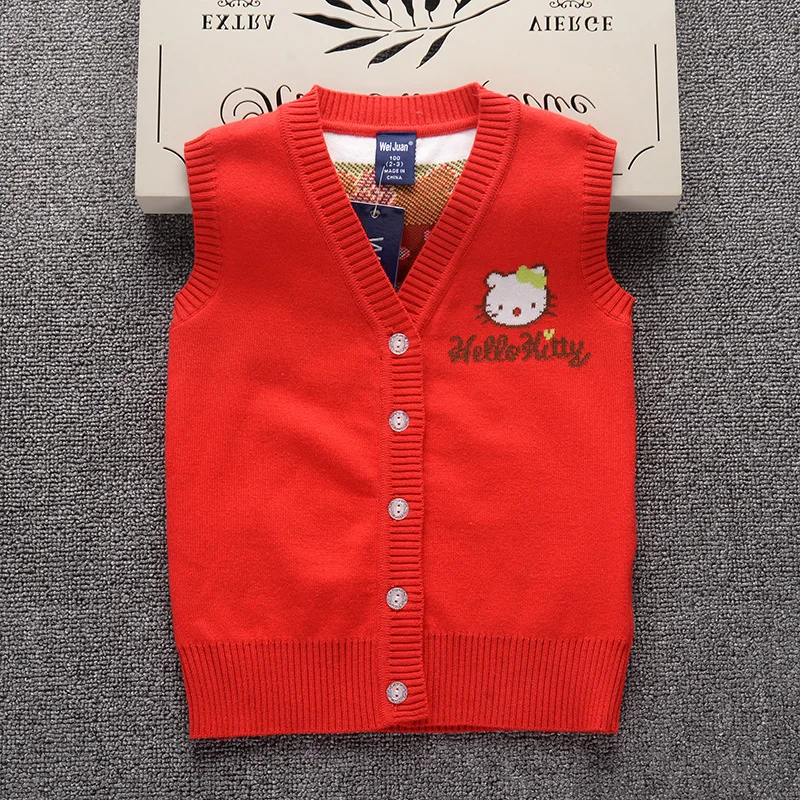 

Baby Knitted Vest 2017 Autumn Children's Vest Girls Cardigan Sweater Double Layer V-neck Vest