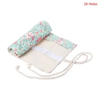 

Floral Print 12/24/36/48/72 Holes Canvas Roll Up Makeup Pencil Bag Wrap Curtain Pen Case Holder Storage Pouch 090F