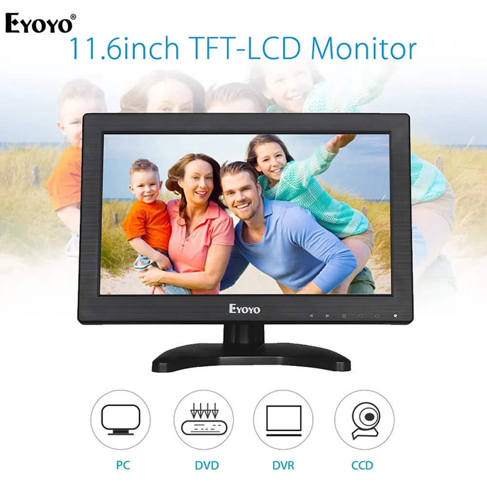 Eyoyo EM12B12 &quotTFT ЖК-монитор с AV HDMI BNC VGA вход 1366x768 портативный мини HD цветной экран