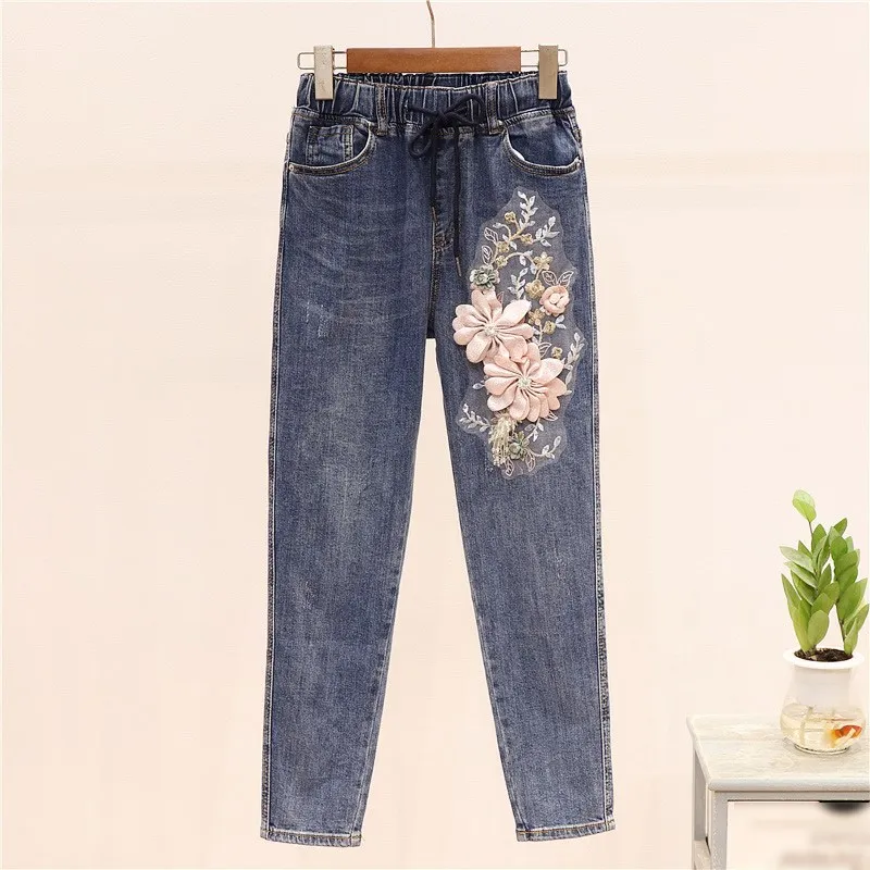 

New Women Autumn Two Piece Set Knitted 3D Flower Pullover Sweater And Denim Pants Set Prairie Chic Tracksuit Women Outfit