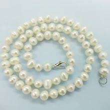 Промо-акция! Изысканный, красивый, 6-7 мм AAA натуральный белый пресноводный жемчужное ожерелье 18"