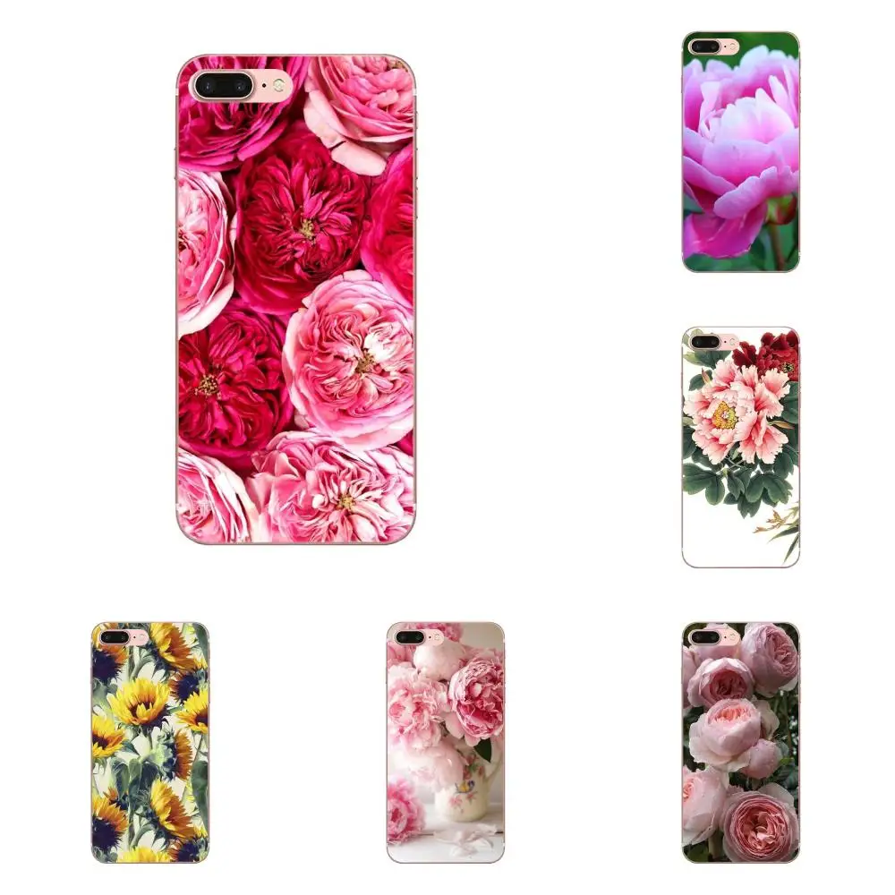 Розовый пион Подсолнух Роза Маргаритка растения Цветок для Apple iPhone 4 4S 5 5C 5S SE 6 6S 7 8