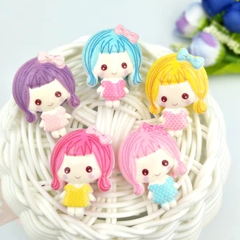 

10pcs New Cute Resin Mixed little girl doll Flatback Cabochon Charm DIY Phone/Craft Decoration Accessories