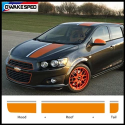 1 set Car Hood Roof Tail Sticker Racing Sport Stripes For-Chevrolet Sonic Whole Body Auto Vinyl Decals Exterior Accessories (2)_副本
