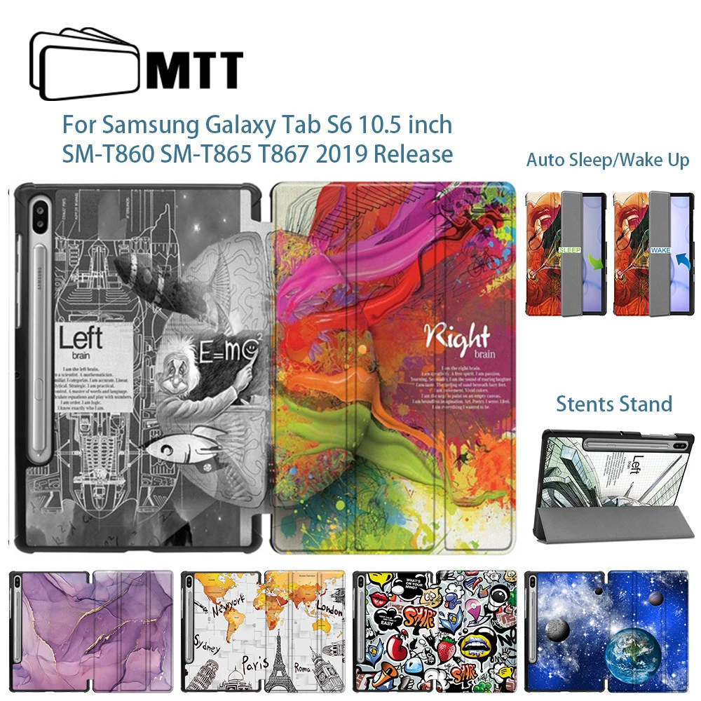 Чехол MTT для samsung Galaxy Tab S6 10,5 '' SM-T860 T865 T867 тонкий смарт-чехол из искусственной кожи с Откидывающейся Крышкой и функцией автоматического сна/пробуждения