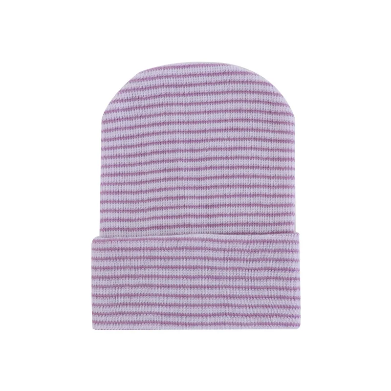 Winter Spring Striped Hospital Chiffon Knitted Hat Newborn Beanie Hats Solid Color Soft Baby Nursy Cap Comfy Stuff Photo Props cute baby accessories