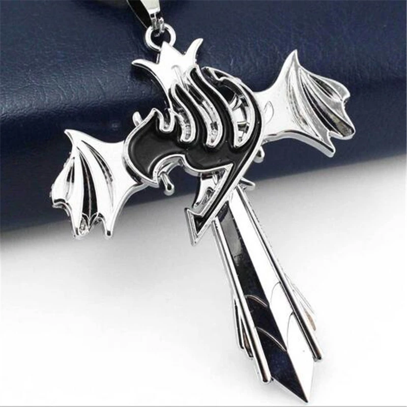Anime Fairy Tail Cosplay Silver Cross Wing Pendant Necklace Guild Marks Anime Cosplay Gift Toy Collection Action Toys Models Toys Collectibles Fairy Tailtail Fairy Aliexpress