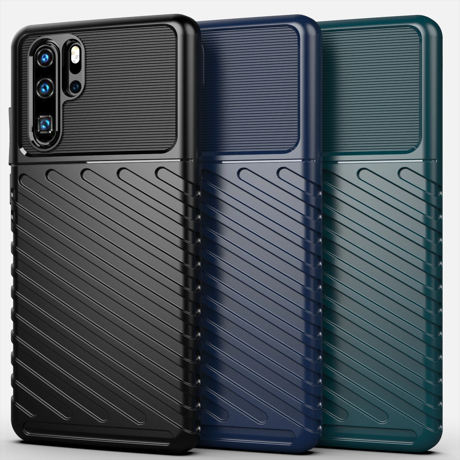 Чехол для Huawei P30 Pro мягкий силиконовый матовый бронированный противоударный