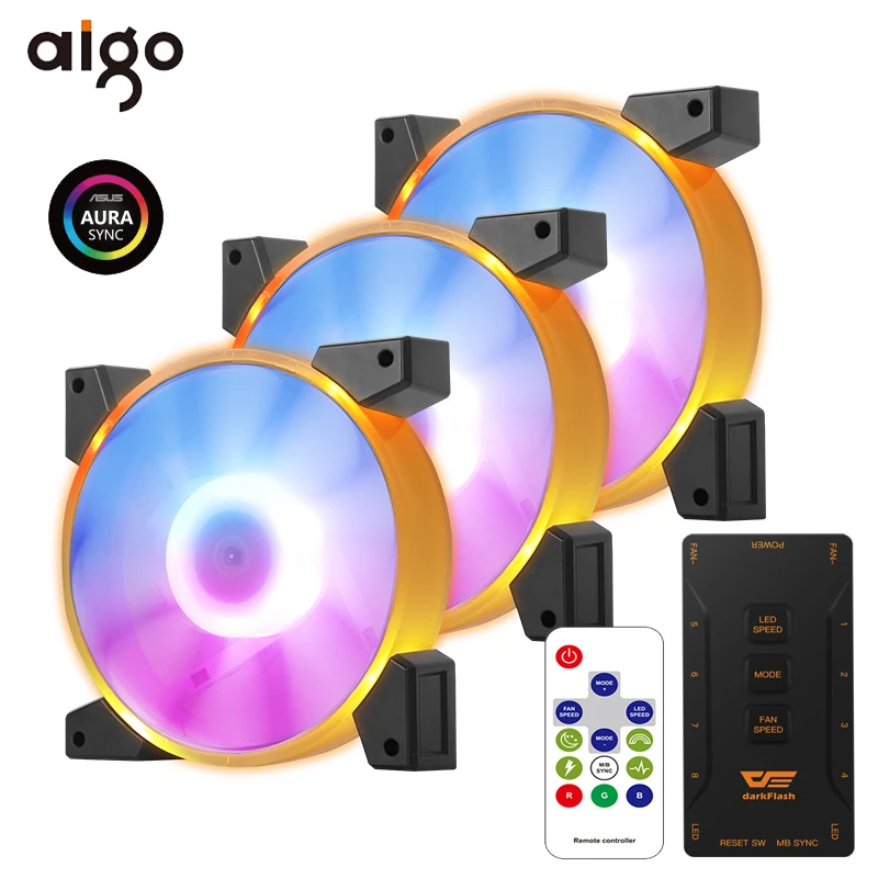 Охлаждающий вентилятор Aigo для ПК 120 мм чехол RGB компьютера вентиляторы с тихим