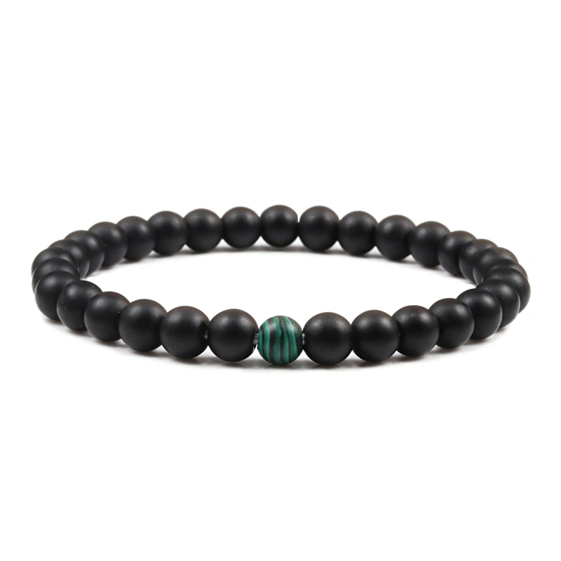 Black-Malachite Натуральный камень эластичный браслет YinYang бусы пара дистанционные браслеты малахитовые браслеты с цепочкой для женщин мужчин Йога ювелирные изделия подарок - Окраска металла: Black-Malachite