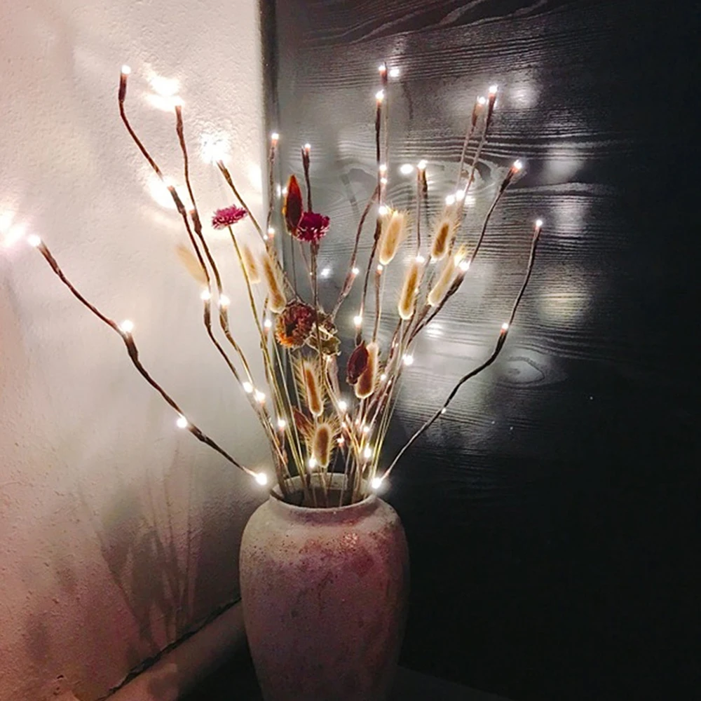 20 лампочек светодиодный светильник "Ветка ивы" на батарейках натуральный высокий вазы наполнитель ивовая веточка освещенная ветка для украшения дома