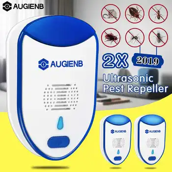 

2Pcs AUGIENB Ultrasonic Electronic Pest Repeller Anti Mosquito Insect Repeller Rat Mouse Cockroach Rejector Repellent EU US Plug