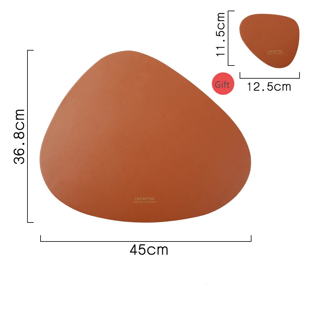 Tableware Pad Placemat Table Mat  PU Leather Heat Insulation Non-Slip Simple Placemats Disc Coaster Placemat for Dining Table 6