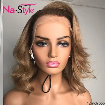 

2/27 brown human hair wig bleached knots T part colored wig human hair pre plucked brazilian hair wigs for black women 130 remy