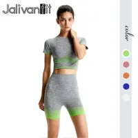 Jalivanfit 3/Pcs Sexy Sport Suits Fitness Naadloze Vrouwen Yoga Set Workout Sportkleding Beha Vest Hoge Taille Shorts Gym leggings