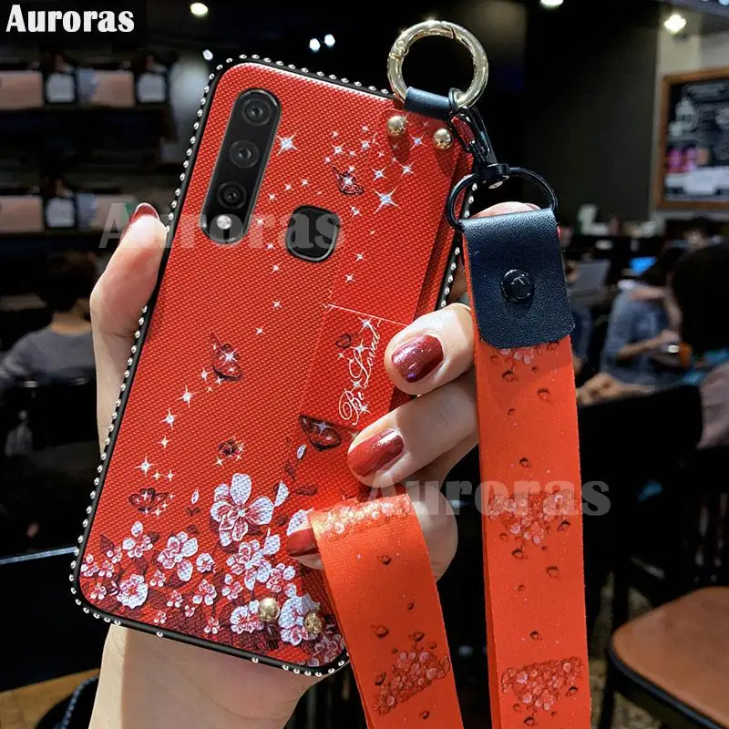 

Auroras For VIVO Y19 Case Soft Cloth Texture Case With Wristband And String Flower Case For VIVO Y17 Y12 Y11 Y15 Flower Casing