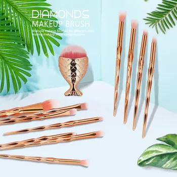 

Beauty Glitter Make Up Brush Tools 10pcs Makeup Brushes Maquiagem Foundation Powder Eyeshadow Eyeliner Lip Cosmetic Blush #0618