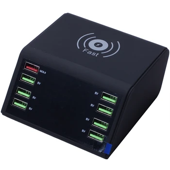 

Wireless Charger Qc 3.0 Quick Charge 8 Usb Ports Charging Dock Station Stand for Iphone Galaxy Xiaomi Smartphone(Eu Plug)