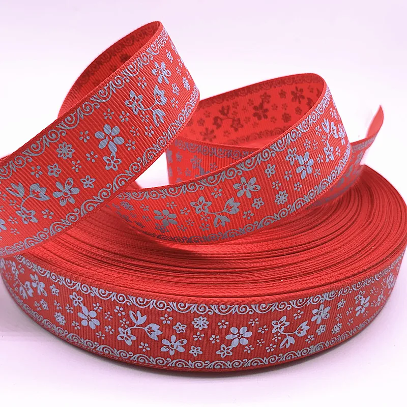 그로스그레인 리본 프린트 꽃, 크리스마스 웨딩 장식, DIY 바느질 수공예, 5 야드, 25mm(1 인치), 신제품