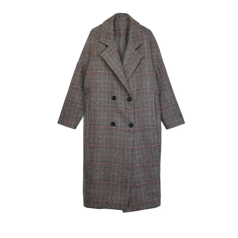 Новое весеннее винтажное клетчатое шерстяное пальто осенне-зимняя одежда модный шерстяной длинный Блейзер костюм куртки Женское пальто XA224