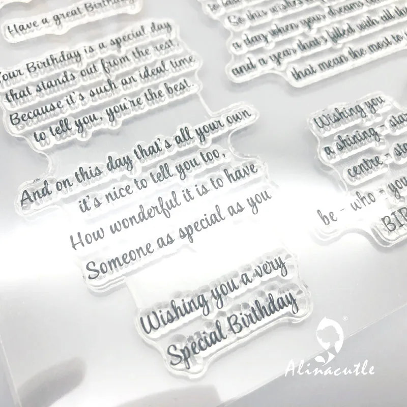 Alinacutle CLEAR STAMPS Birthday Sentiment Scrapbooking Card Album Paper Craft Rubber Roller Transparent Silicon Clear Stamp Clear Stamps Clear Rubber Stamps