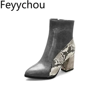 

Women Boots Autumn Winter High Heel Warm Pu Zip Ankle Pointed Toe Martin Boots Mixed-colors 2019 Sexy New Fashion Plush White