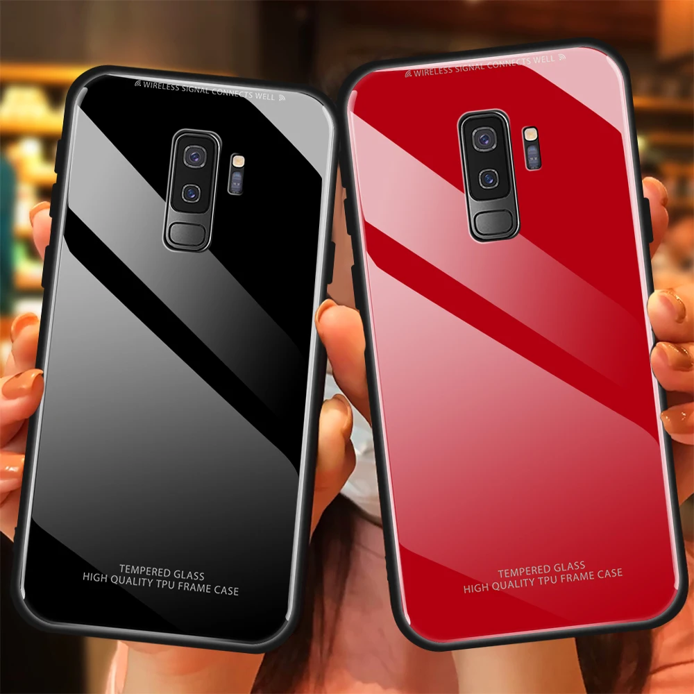 Роскошный чехол из закаленного стекла для samsung Galaxy S9 S8 Мягкий ТПУ жесткий Plus чехлы