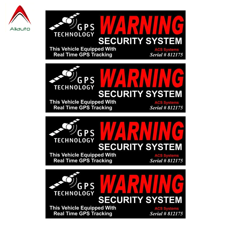 Aliauto 4 X Warning Car Stickers GPS Security System Accessories PVC Decal for Mazda 3 Subaru Golf Mini Cooper 10cm*3cm | Автомобили и
