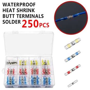 

250Pcs Waterproof Heat Shrink Butt Terminals Solder Seal Sleeve Wire Connector Tube Welders Connectors Terminals Splice 2019 New