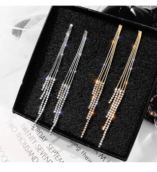 

Simple tassel earrings femininity long fashion high sense earrings personality wild earrings Long Tassel metal Women's Earrings