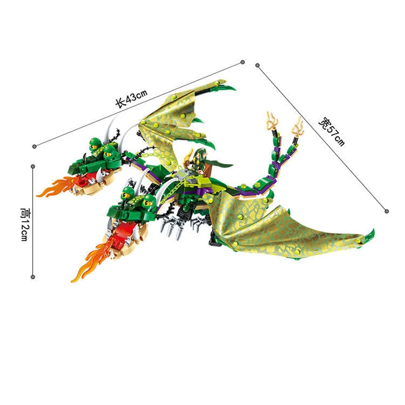 Enlighten Building Block War of Glory, рыцари замка, двуглавый дракон, якиро, 4 фигурки, 486 шт., развивающие кирпичи, игрушка, подарок для мальчика