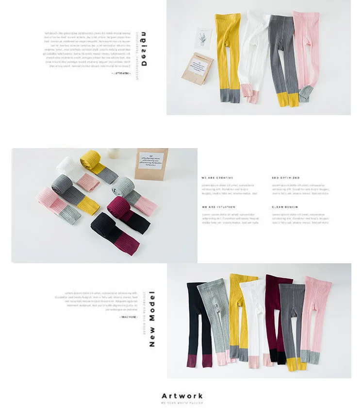 Г. Осенние корейские новые стильные колготки для детей, Разноцветные детские леггинсы из чесаного хлопка носки для малышей