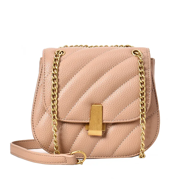 Новая Элегантная женская сумка через плечо модная новая качественная кожаная женская дизайнерская сумка с замком на цепочке сумка через плечо - Цвет: Хаки
