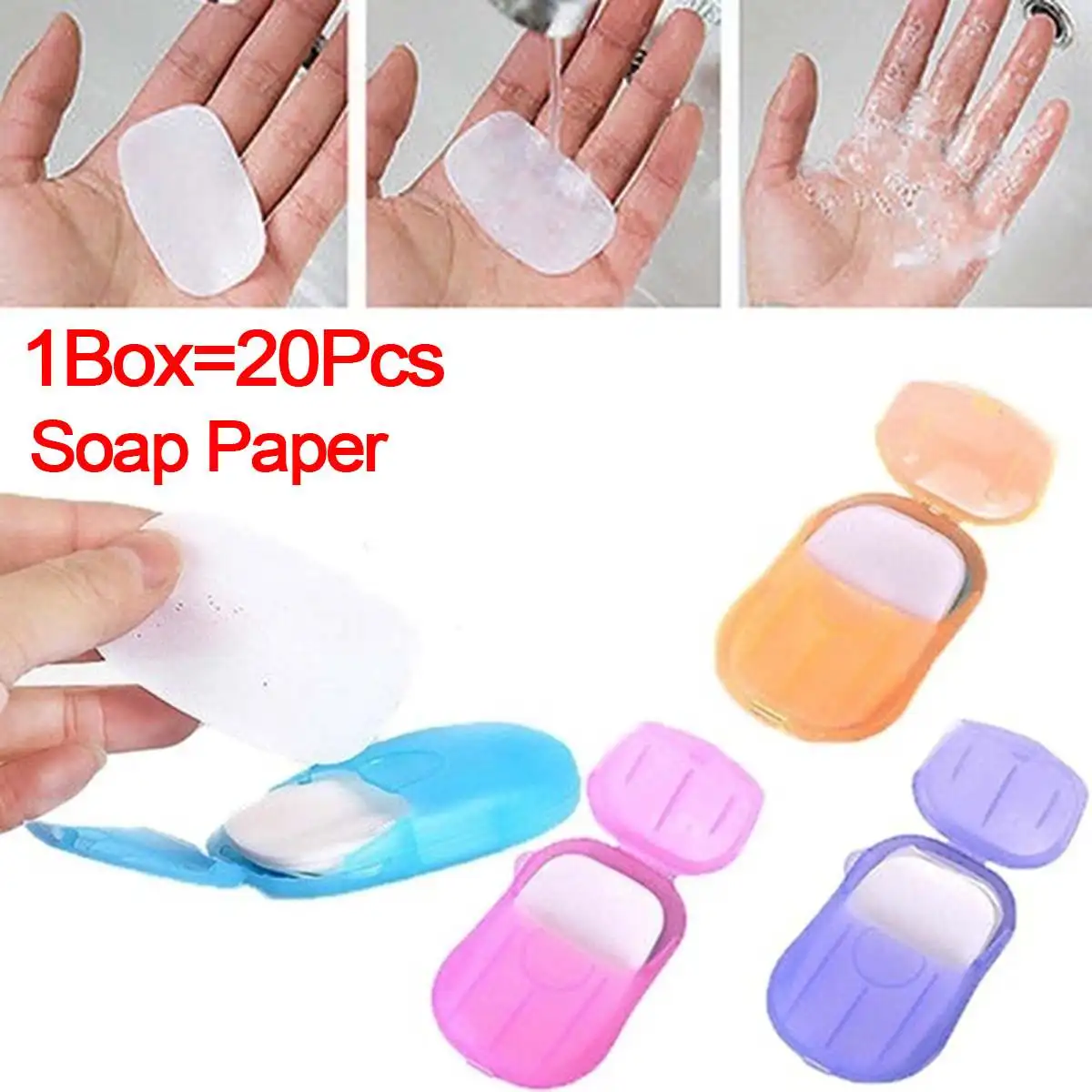 20Pcs/Box Disposable Soap Paper Clean Scented Slice Foaming Box Portable Mini Paper Soap For Outdoor Travel Use Color Random