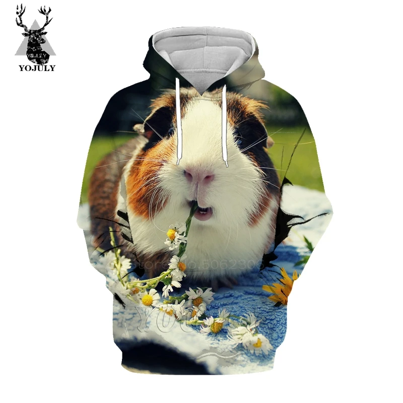 

Hot sale lovely Guinea Pig Hoodies fashion Men's Sweatshirt 3D Animal Kawaii pet hoody Hip Hop O-neck Long sleeve streetwear top