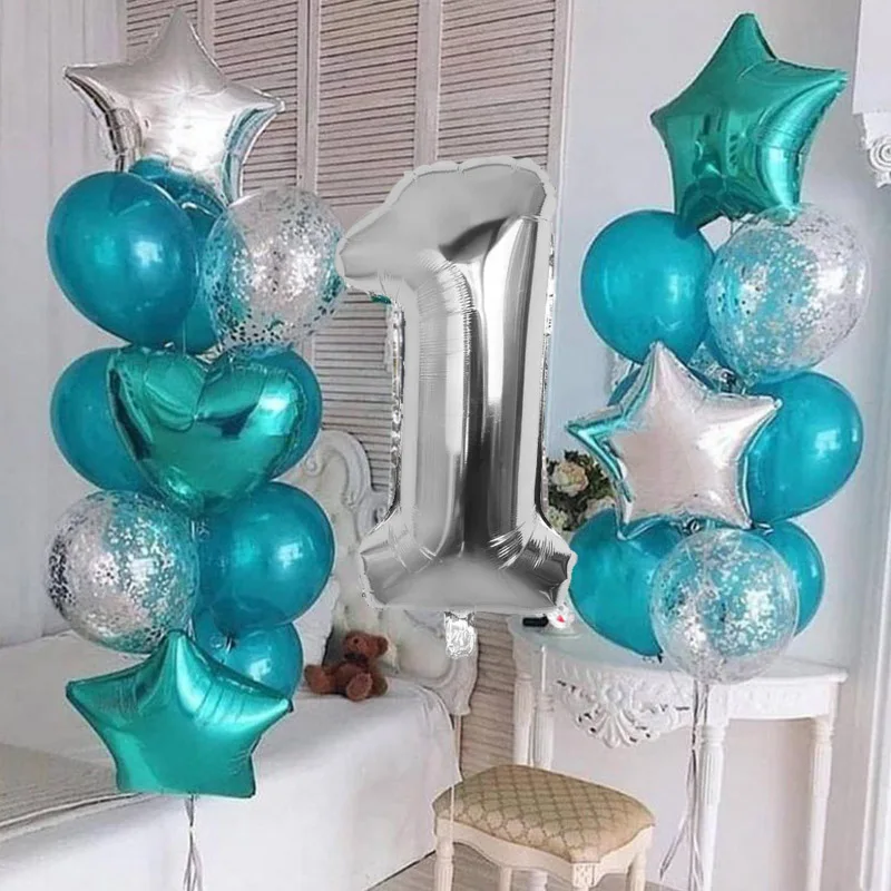 Синие/Серебристые воздушные шары Tiffany украшения на день рождения для мальчиков и
