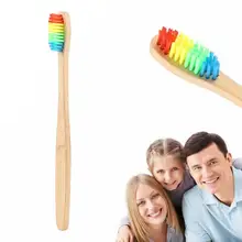 1 шт. Радужная бамбуковая зубная щетка с экологически деревянной ручкой зубная щетка отбеливающая зубная щетка из бамбукового волокна TSLM2