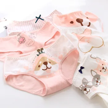 

SP&CITY Lovely Cartoon Corgi Dog Pattern Underwear For Women Cotton Menstrual Panties Soft Girls Student Briefs Ladies Lingerie