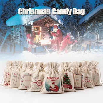 激安 クリスマスギフト収納袋キャンバス巾着キャンディーおもちゃポーチクリスマス装飾用品 Myding