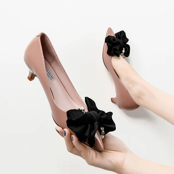 

Patent Leather Medium Heel Autumn Women Shoes Female Point Toe Low Heel Shoes Ladies