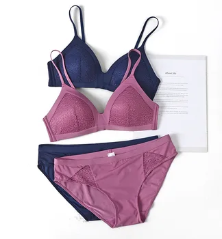 

Wriufred Medium and thin models sexy push up bra set no steel ring underwear female comfortable breathable lingerie sets