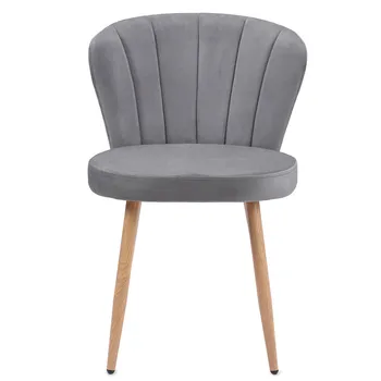 

Fashion Velvet Living Room Dining Chair Luxury Soft Shell Stitched Back Design Durable Furniture Lounge Chair Gray Two-pack