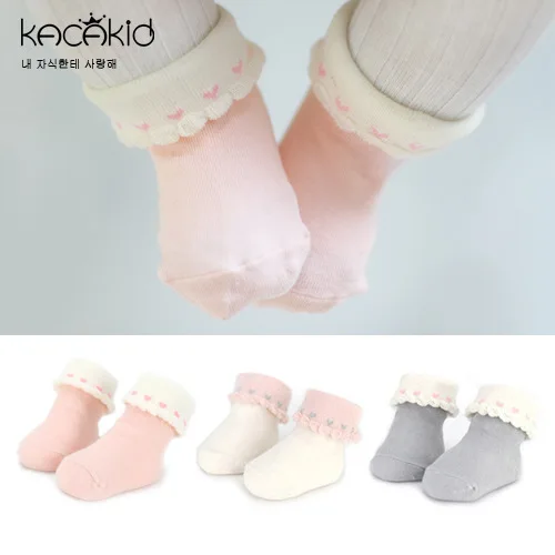 Kacakid/новые стильные детские носки на весну и осень милые короткие носки с изображением сердца для девочек хлопчатобумажные носочки для младенцев, Нескользящие