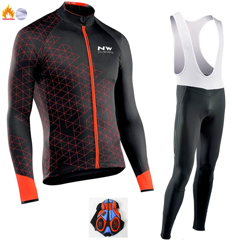 Ropa ciclismo теплая Зимняя Теплая Флисовая велосипедная одежда, мужская Трикотажная одежда, костюм для езды на велосипеде, MTB Одежда, комбинезон, комплект - Цвет: Winter Cycling Suit