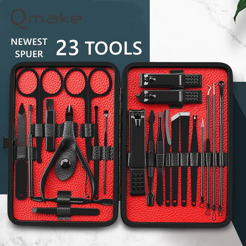 Набор для маникюра и педикюра Qmake супер полный набор из 23 элементов инструмент