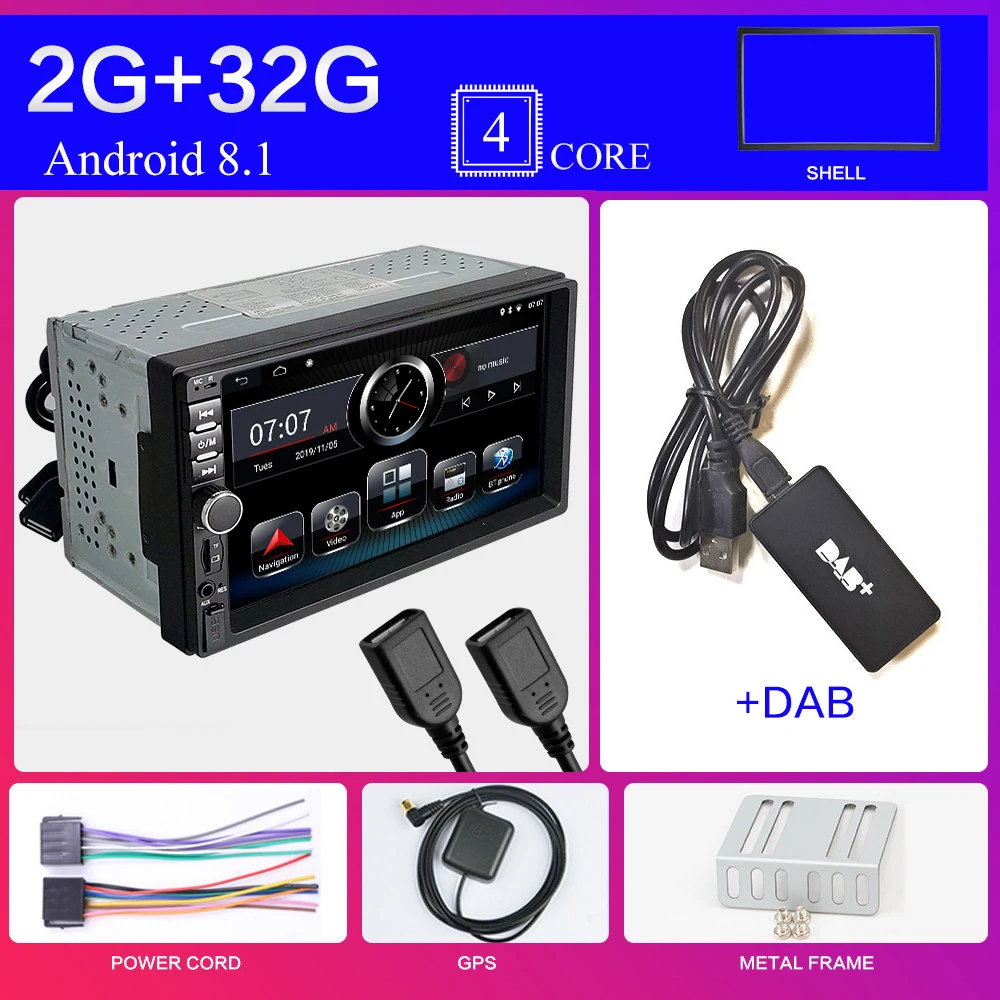 2 DIN Android 8,1 Автомобильный мультимедийный плеер авторадио ram 2G rom 16G 3 2G 64G WiFi FM RDS DAB ISDB tv Автомобильная Аудиомагнитола 2Din навигация - Цвет: Розовый