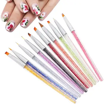 

Professional Nail Art Brush Set Rhinestones Handle Painting Manicure Decoration Tool Nail Dotting Pen