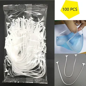 

100PCS Silicon Mask String White Masks Rope Mouth Cover Elastic Band For Masks Strap Earloop Ears Holder Hook Protect Ear Hurt