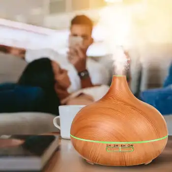 

550ml USB Air Humidifier Aroma Diffuser remote control 7 Colors Changing LED Lights cool mist maker Wood Air Purifier for Home